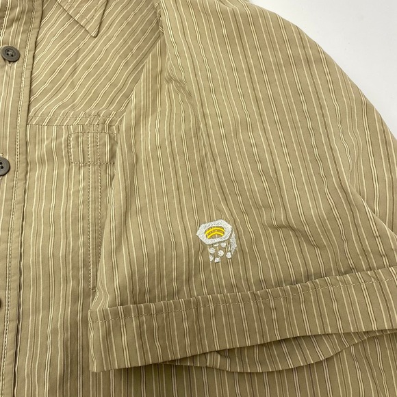 Mountain Hardwear XL Brown Striped Zipper Vented Short Sleeve Button‎ Up Shirt - Picture 3 of 8